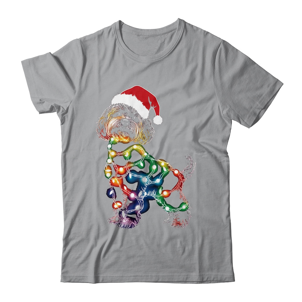 Funny Santa Poodle Retriever Christmas Lights Dog Lover Shirt & Sweatshirt | siriusteestore