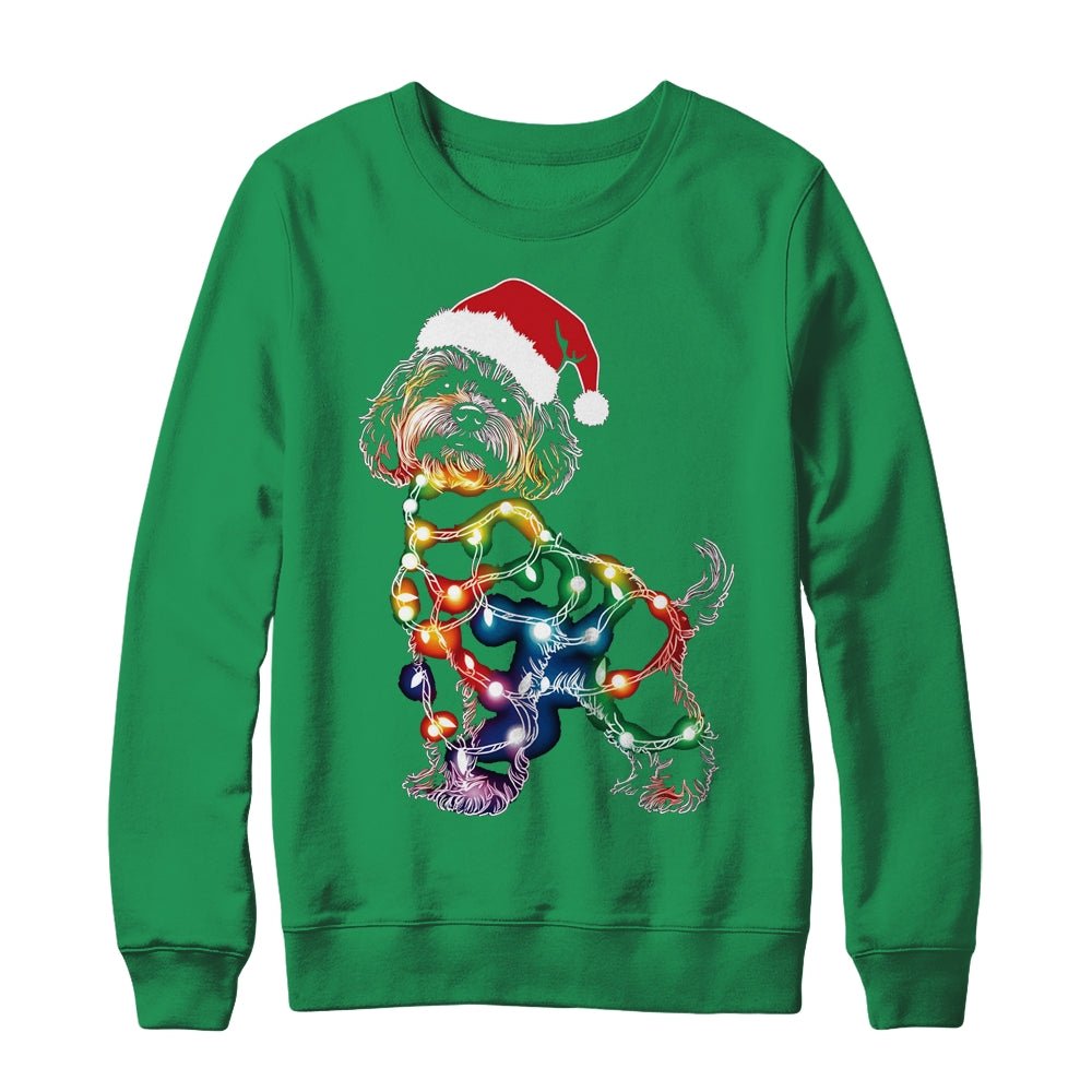 Funny Santa Poodle Retriever Christmas Lights Dog Lover Shirt & Sweatshirt | siriusteestore
