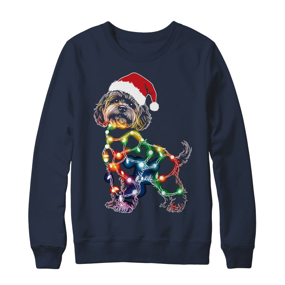 Funny Santa Poodle Retriever Christmas Lights Dog Lover Shirt & Sweatshirt | siriusteestore