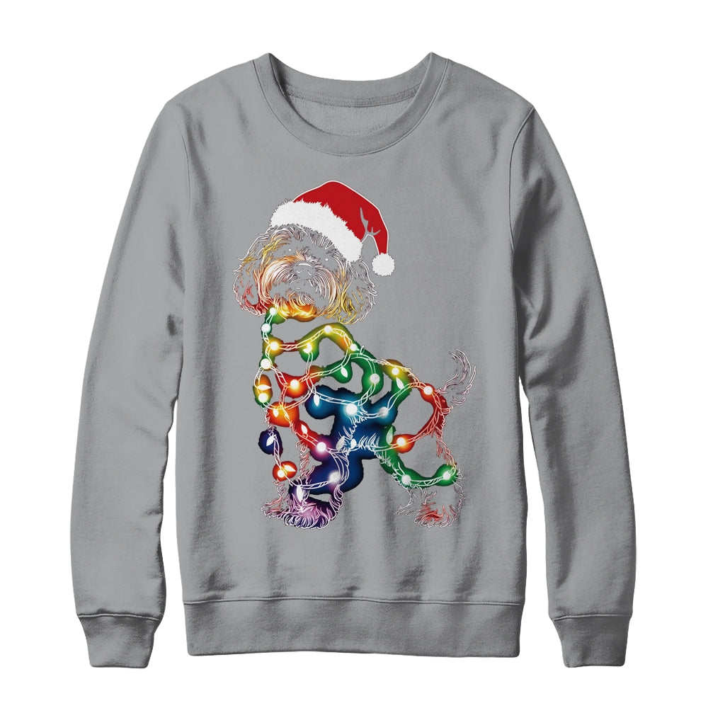Funny Santa Poodle Retriever Christmas Lights Dog Lover Shirt & Sweatshirt | siriusteestore