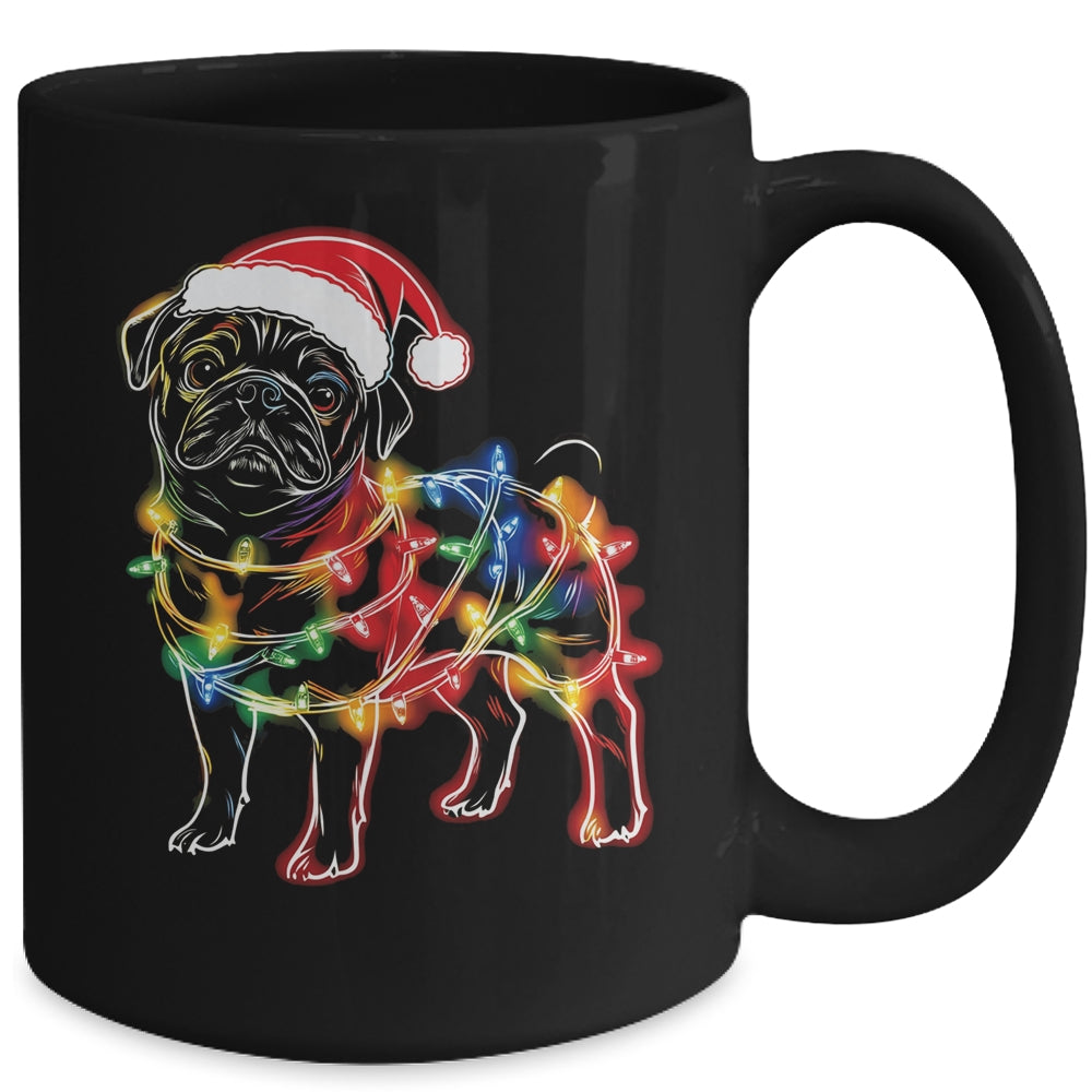 Funny Santa Pug Retriever Christmas Lights Dog Lover Mug | siriusteestore