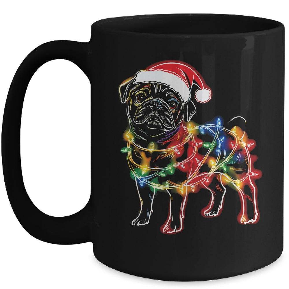 Funny Santa Pug Retriever Christmas Lights Dog Lover Mug | siriusteestore