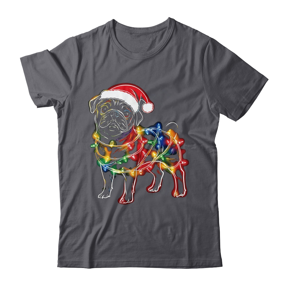 Funny Santa Pug Retriever Christmas Lights Dog Lover Shirt & Sweatshirt | siriusteestore