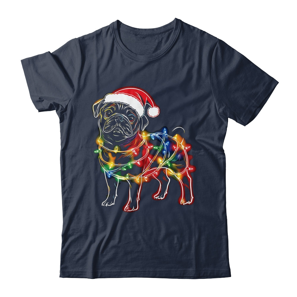 Funny Santa Pug Retriever Christmas Lights Dog Lover Shirt & Sweatshirt | siriusteestore