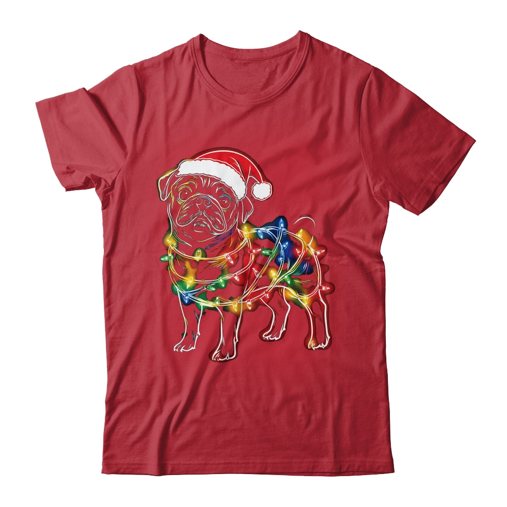Funny Santa Pug Retriever Christmas Lights Dog Lover Shirt & Sweatshirt | siriusteestore