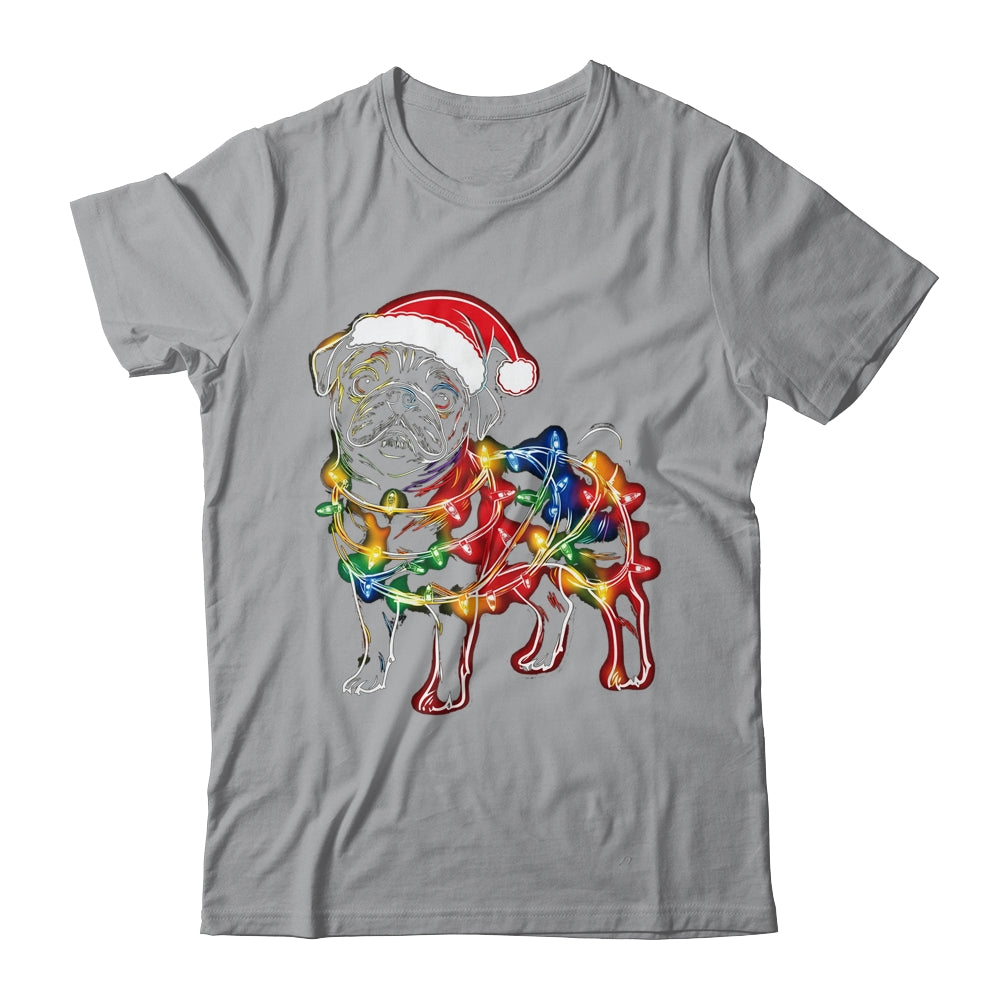 Funny Santa Pug Retriever Christmas Lights Dog Lover Shirt & Sweatshirt | siriusteestore