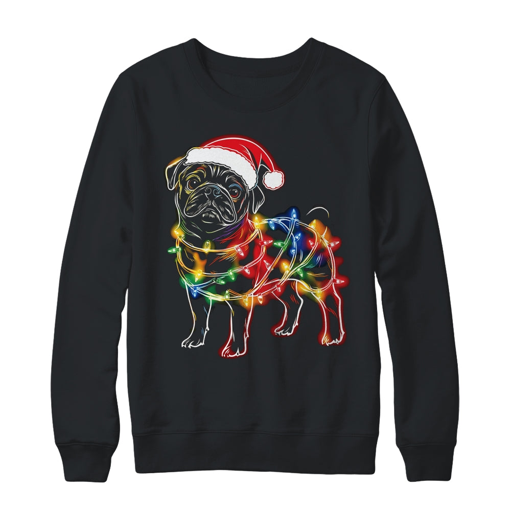 Funny Santa Pug Retriever Christmas Lights Dog Lover Shirt & Sweatshirt | siriusteestore