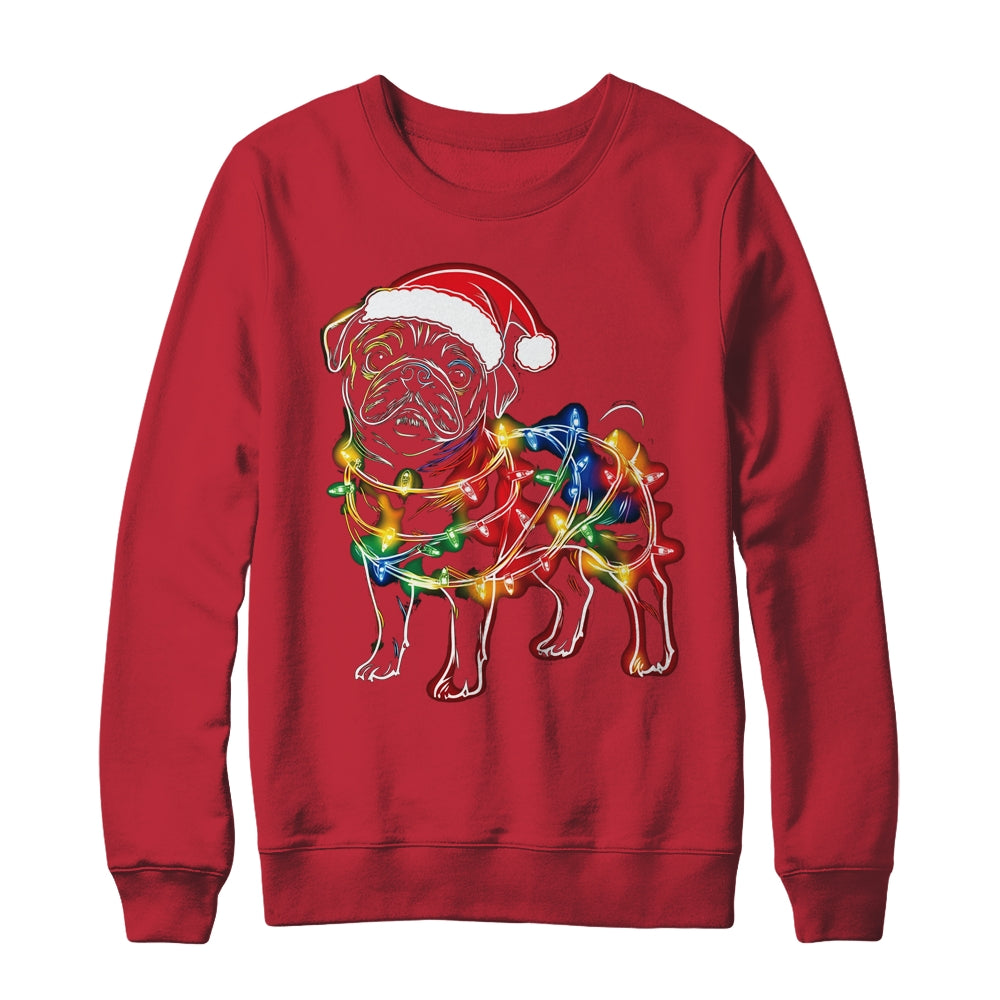 Funny Santa Pug Retriever Christmas Lights Dog Lover Shirt & Sweatshirt | siriusteestore