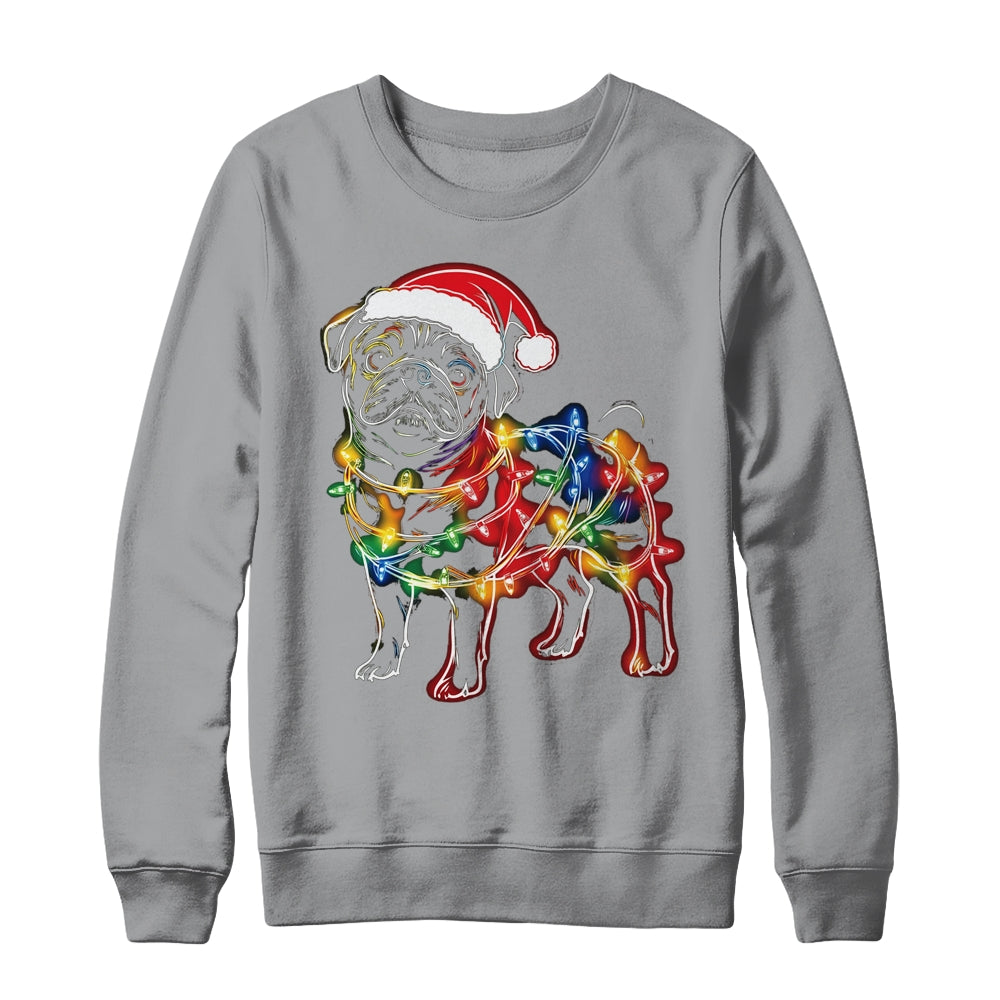 Funny Santa Pug Retriever Christmas Lights Dog Lover Shirt & Sweatshirt | siriusteestore