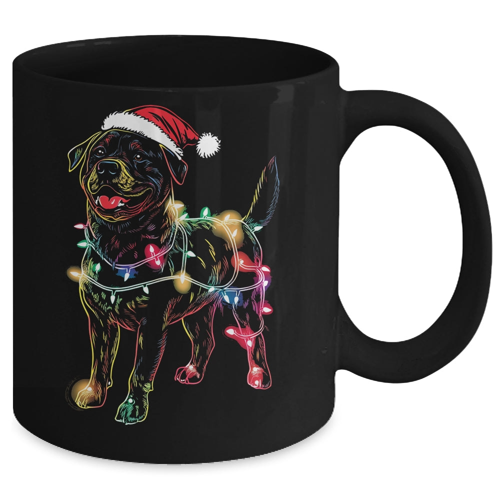 Funny Santa Rottweiler Retriever Christmas Lights Dog Lover Mug | siriusteestore