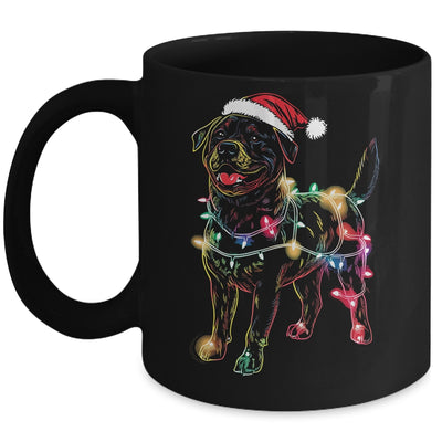 Funny Santa Rottweiler Retriever Christmas Lights Dog Lover Mug | siriusteestore