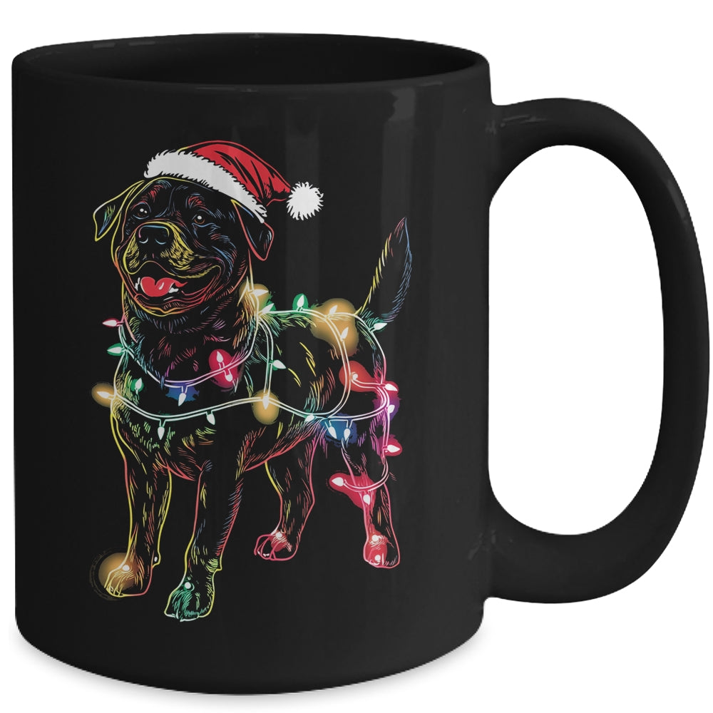 Funny Santa Rottweiler Retriever Christmas Lights Dog Lover Mug | siriusteestore