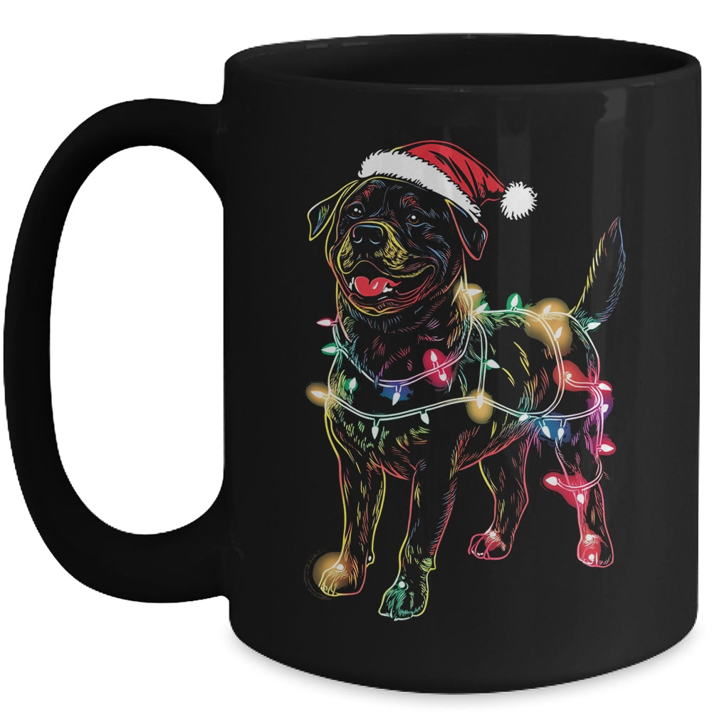 Funny Santa Rottweiler Retriever Christmas Lights Dog Lover Mug | siriusteestore