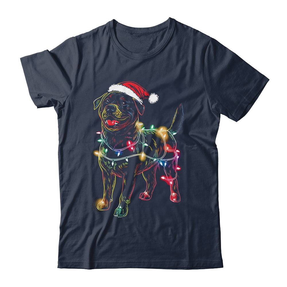 Funny Santa Rottweiler Retriever Christmas Lights Dog Lover Shirt & Sweatshirt | siriusteestore