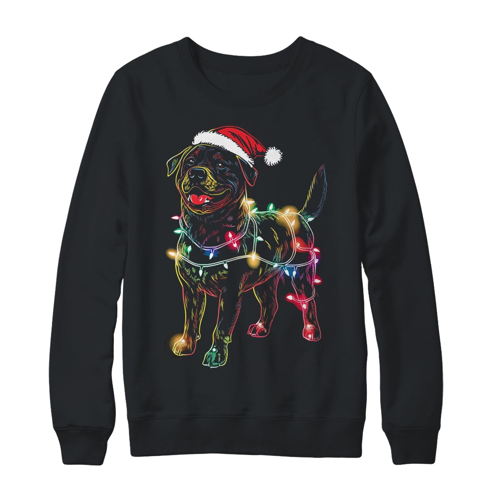 Funny Santa Rottweiler Retriever Christmas Lights Dog Lover Shirt & Sweatshirt | siriusteestore