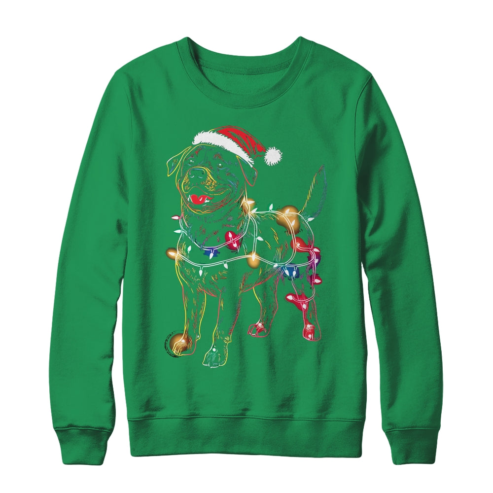 Funny Santa Rottweiler Retriever Christmas Lights Dog Lover Shirt & Sweatshirt | siriusteestore