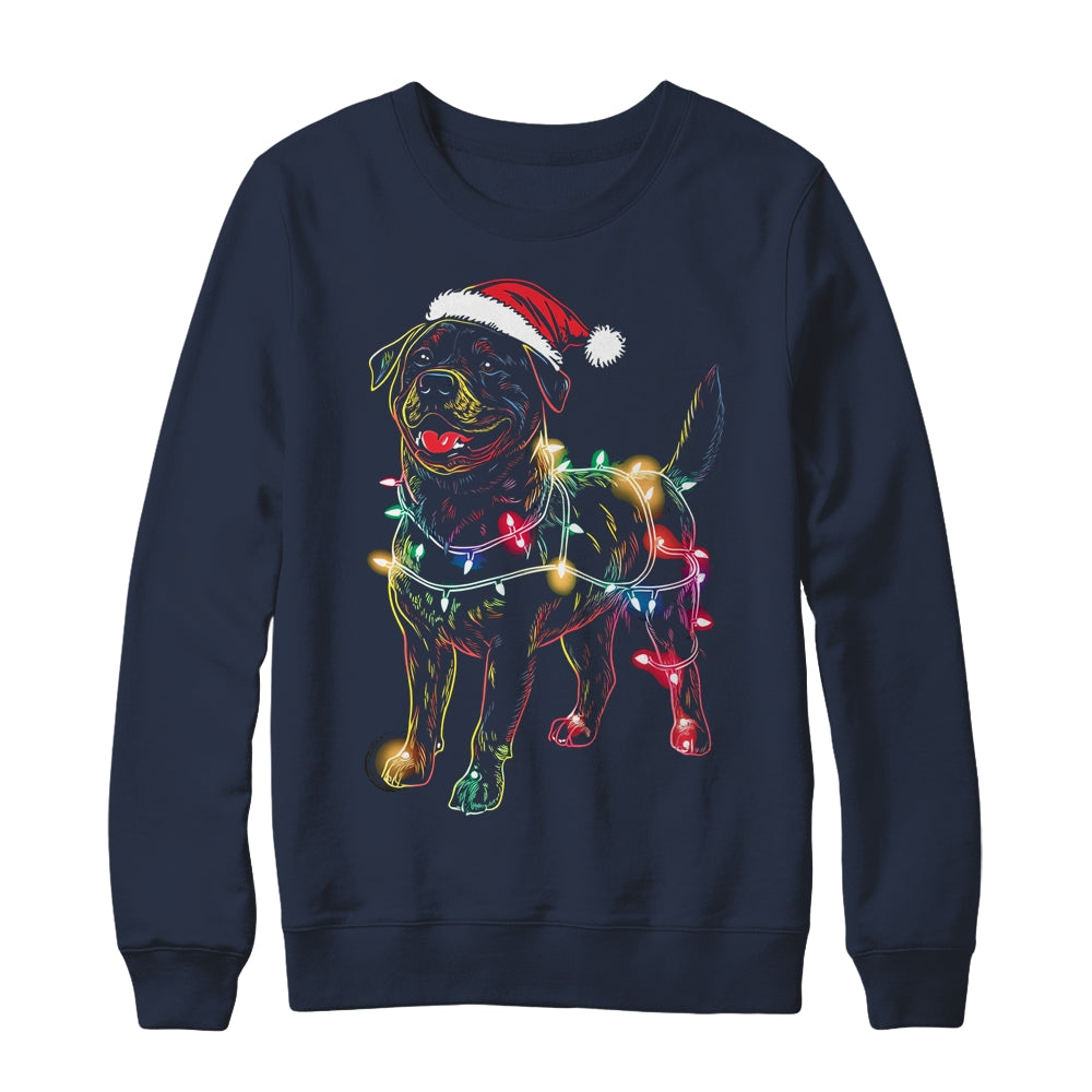 Funny Santa Rottweiler Retriever Christmas Lights Dog Lover Shirt & Sweatshirt | siriusteestore