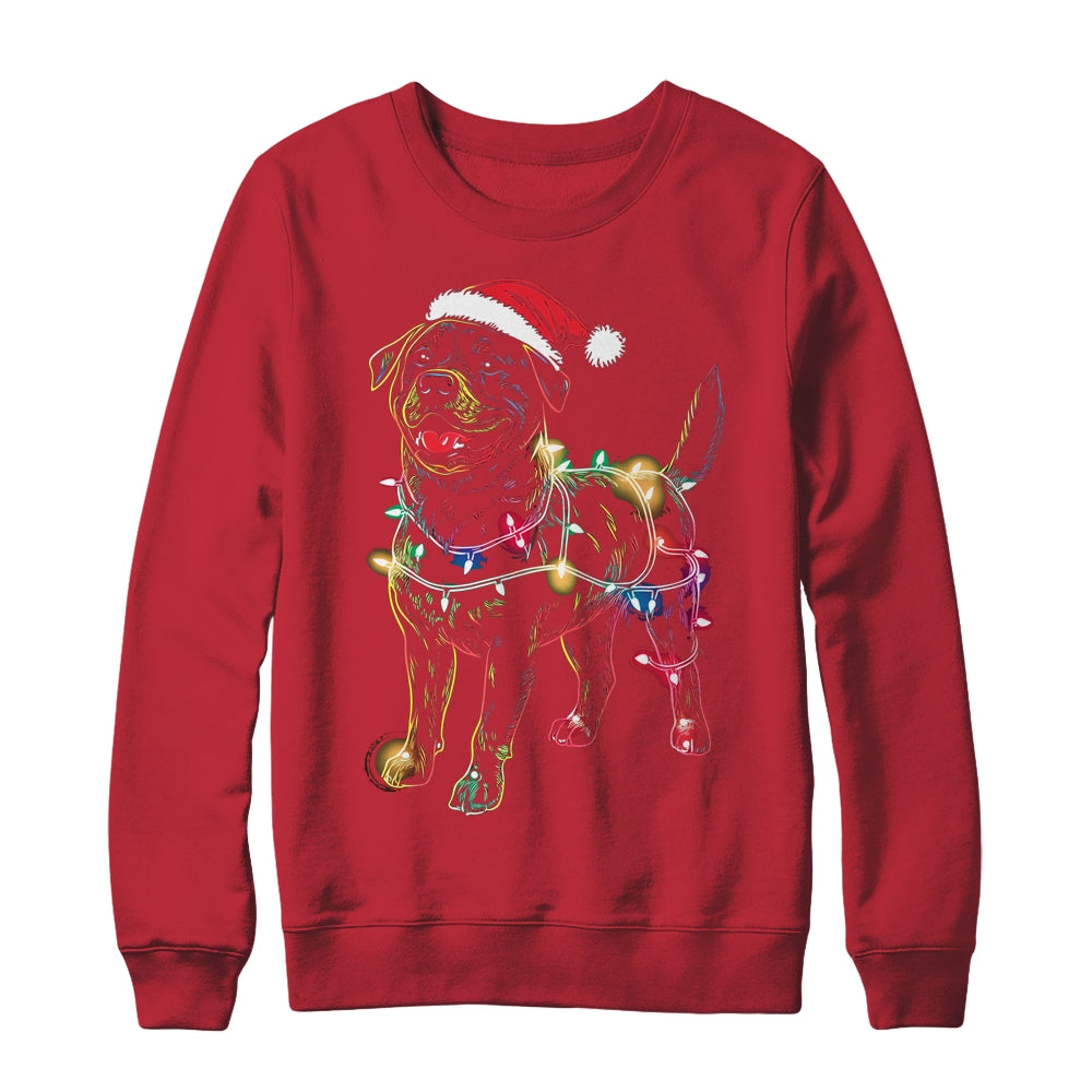 Funny Santa Rottweiler Retriever Christmas Lights Dog Lover Shirt & Sweatshirt | siriusteestore