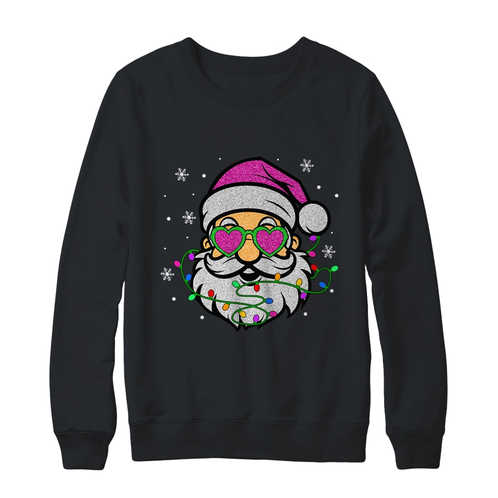 Funny Santa With Sunglasses Christmas Pink Women Girls Kids Shirt & Sweatshirt | siriusteestore