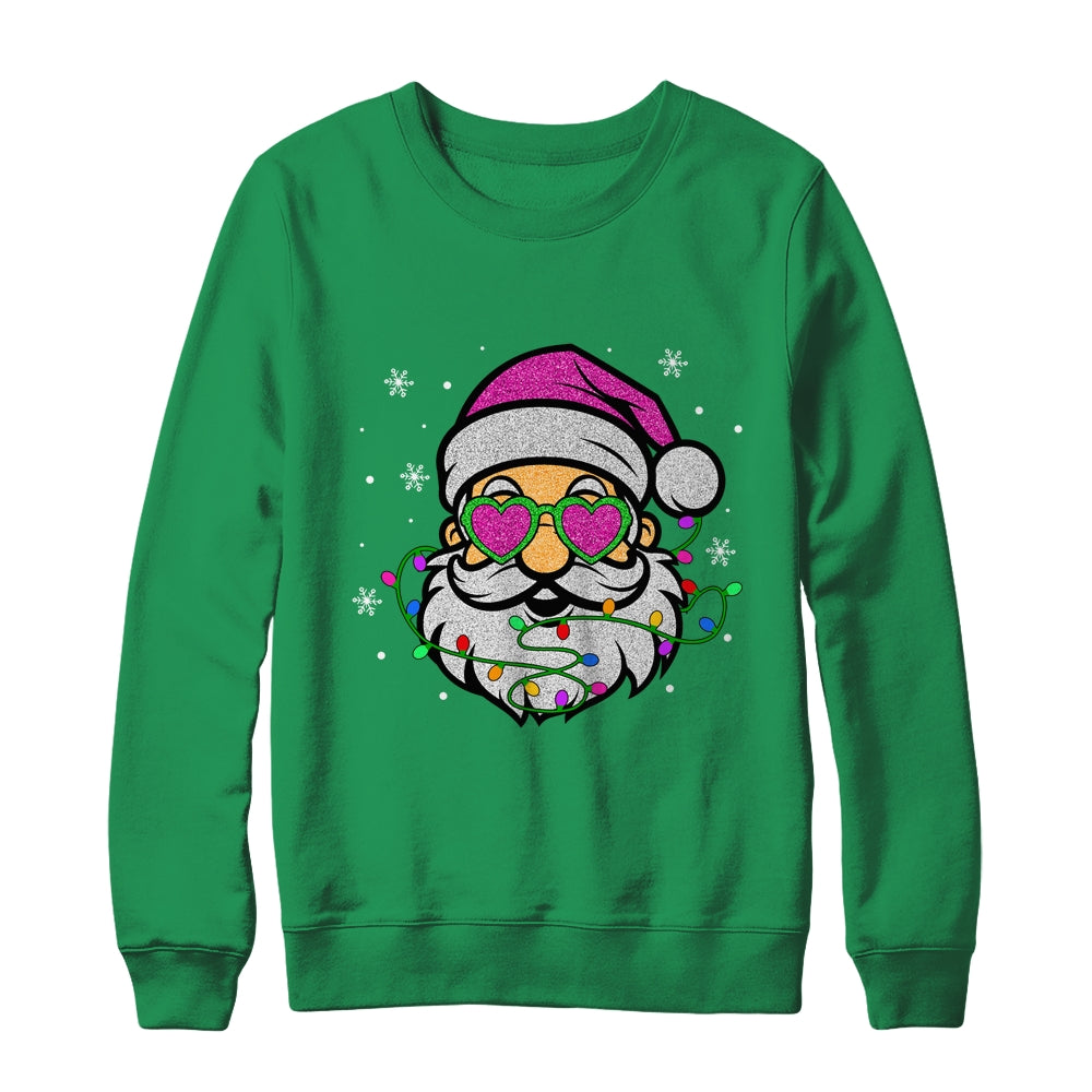 Funny Santa With Sunglasses Christmas Pink Women Girls Kids Shirt & Sweatshirt | siriusteestore