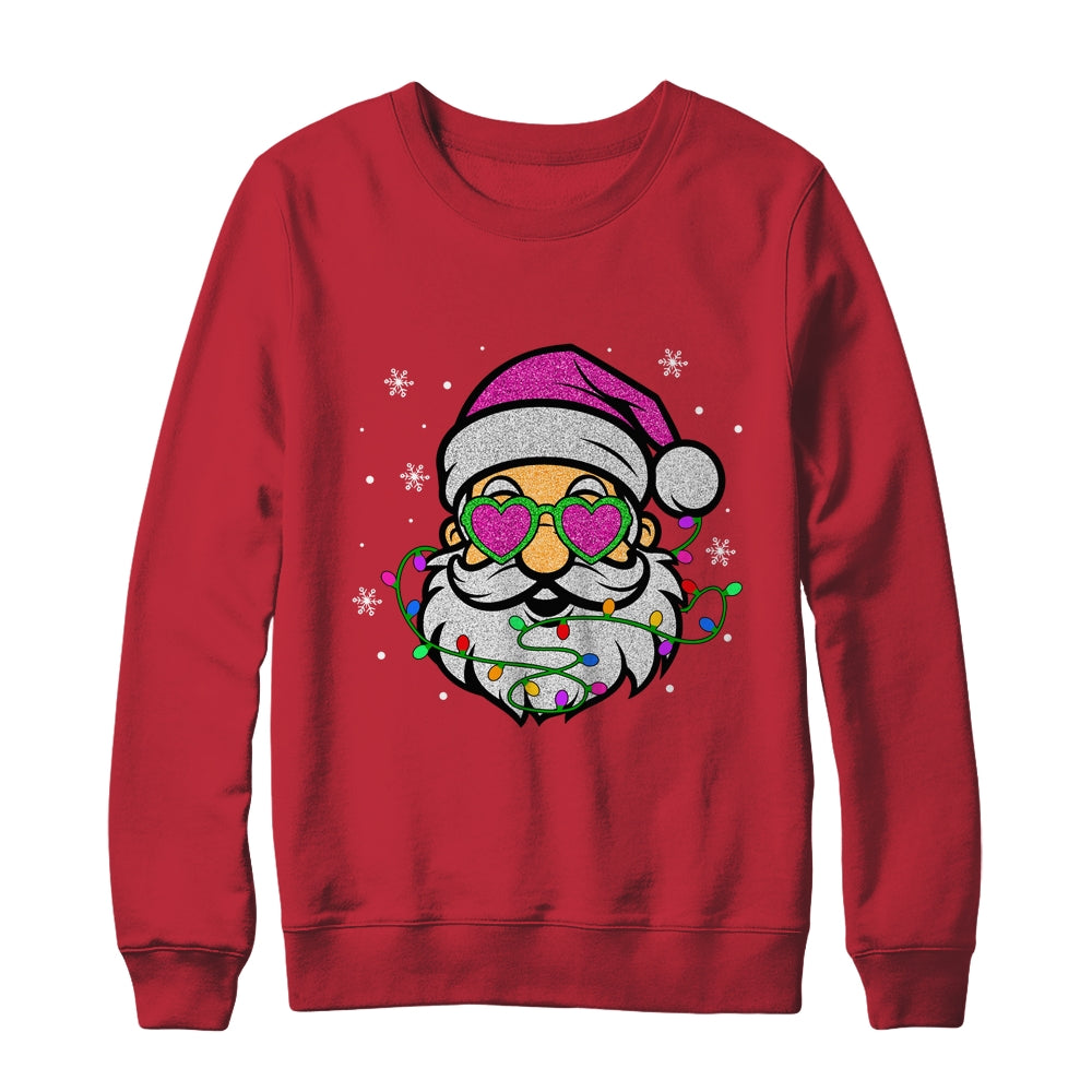 Funny Santa With Sunglasses Christmas Pink Women Girls Kids Shirt & Sweatshirt | siriusteestore