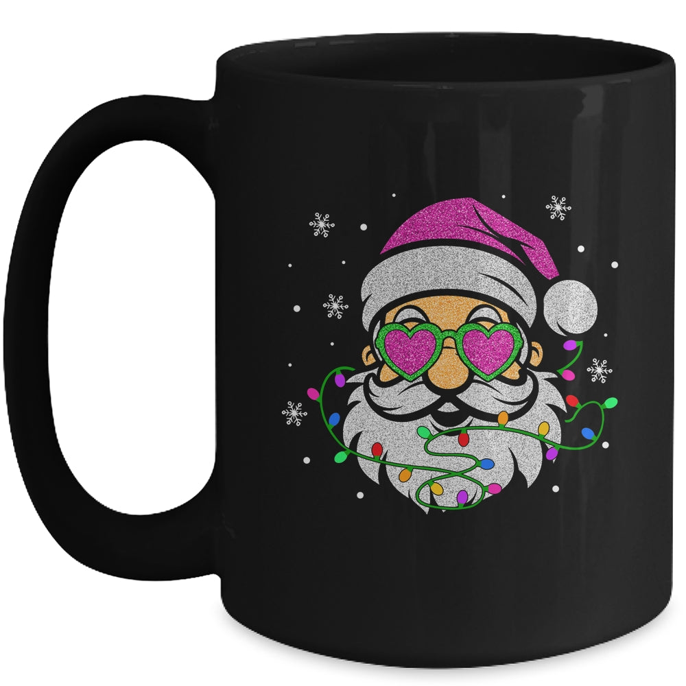 Funny Santa With Sunglasses Christmas Pink Women Girls Kids Mug | siriusteestore
