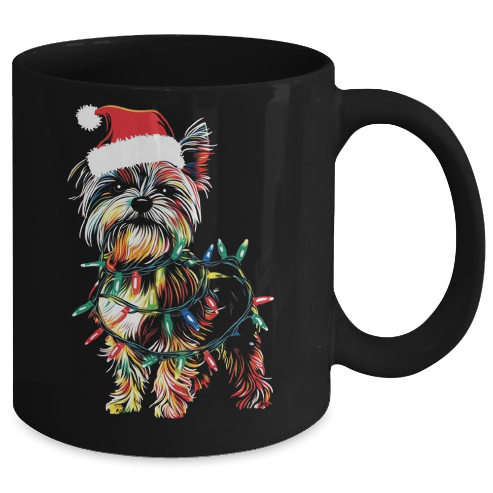 Funny Santa Yorkie Retriever Christmas Lights Dog Lover Mug | siriusteestore