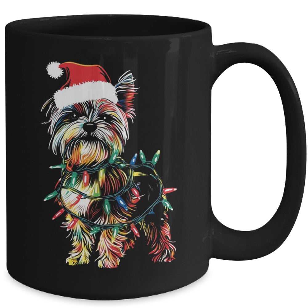 Funny Santa Yorkie Retriever Christmas Lights Dog Lover Mug | siriusteestore