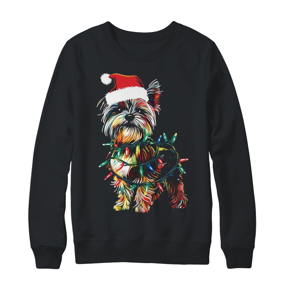 Funny Santa Yorkie Retriever Christmas Lights Dog Lover Shirt & Sweatshirt | siriusteestore