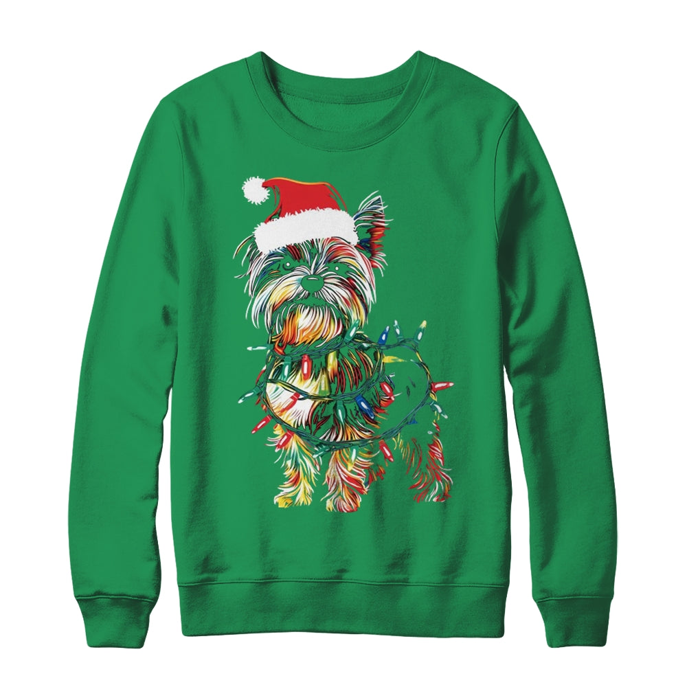 Funny Santa Yorkie Retriever Christmas Lights Dog Lover Shirt & Sweatshirt | siriusteestore