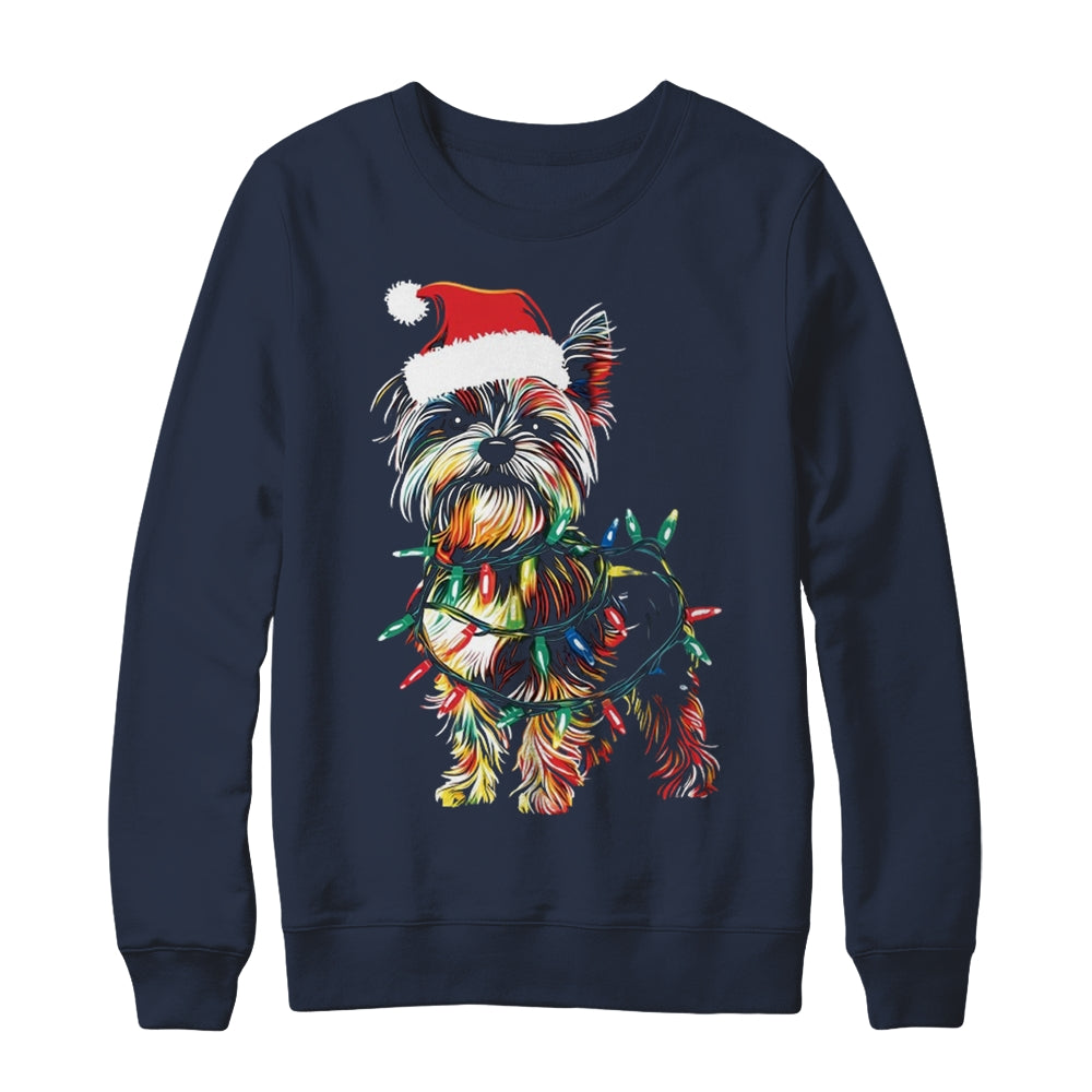 Funny Santa Yorkie Retriever Christmas Lights Dog Lover Shirt & Sweatshirt | siriusteestore