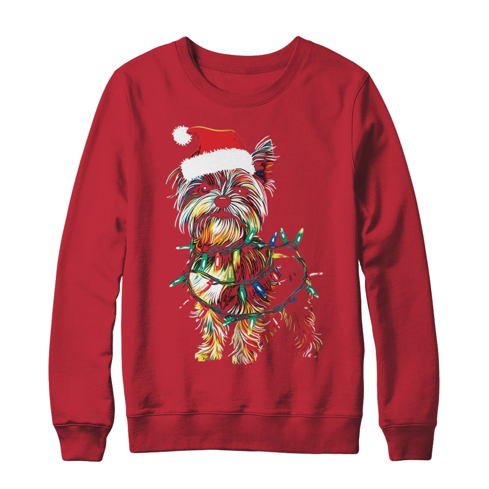 Funny Santa Yorkie Retriever Christmas Lights Dog Lover Shirt & Sweatshirt | siriusteestore