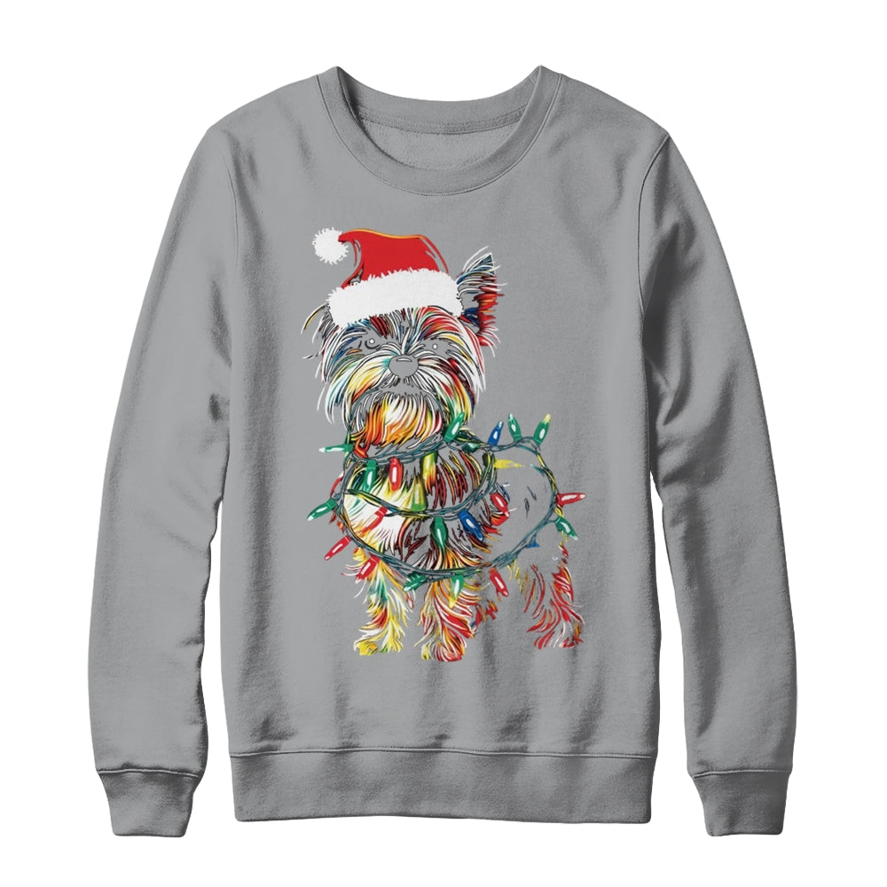 Funny Santa Yorkie Retriever Christmas Lights Dog Lover Shirt & Sweatshirt | siriusteestore