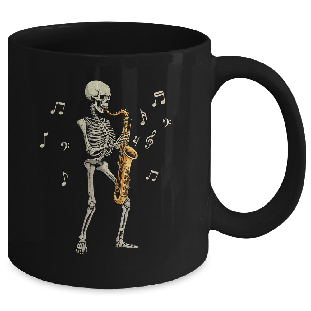 Funny Saxophone Design For Men Women Skull Player Sax Mug | siriusteestore