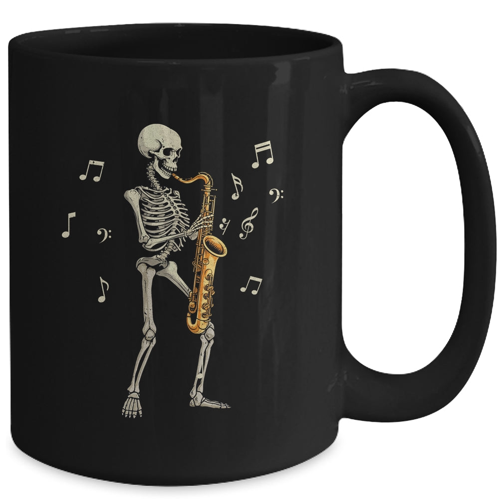 Funny Saxophone Design For Men Women Skull Player Sax Mug | siriusteestore