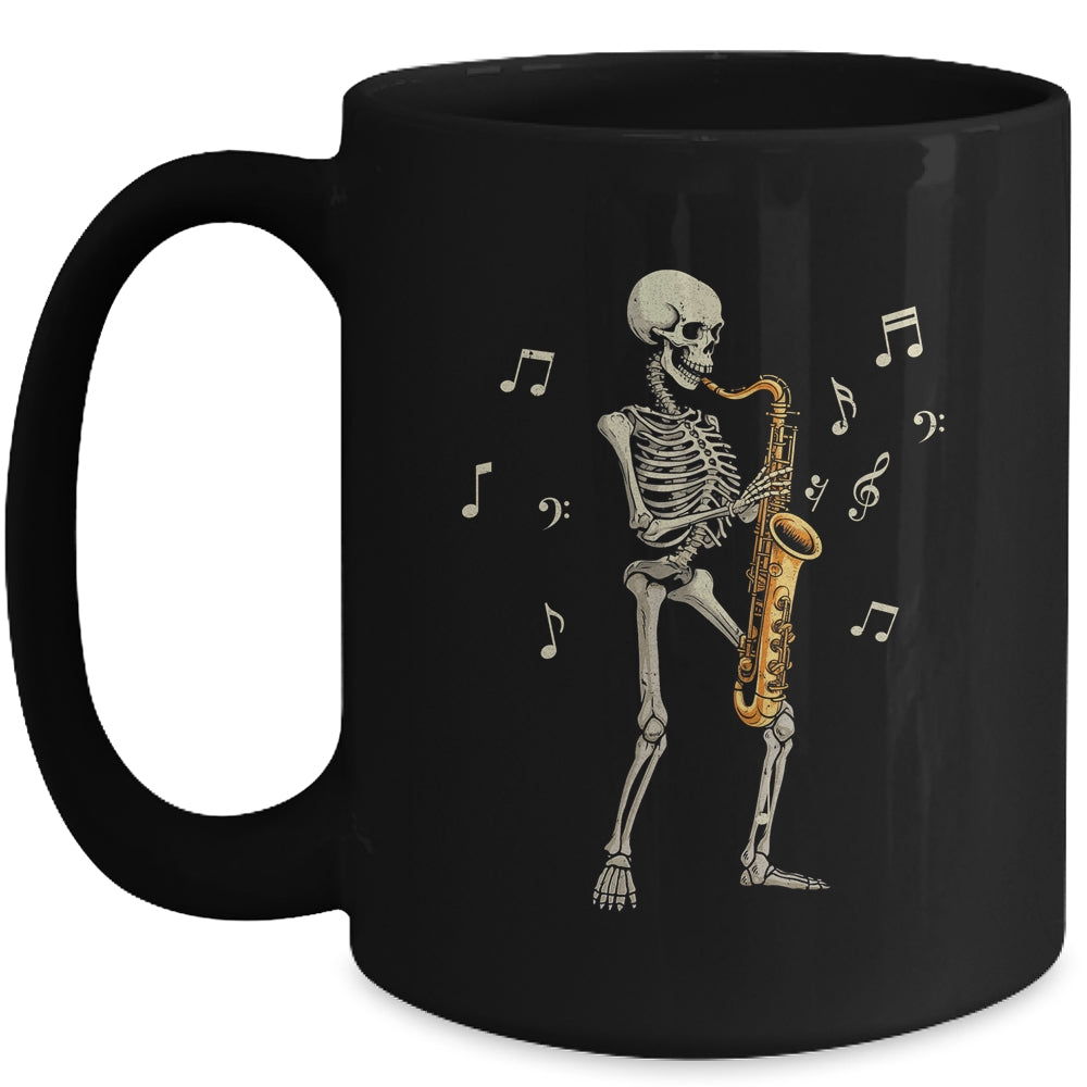 Funny Saxophone Design For Men Women Skull Player Sax Mug | siriusteestore