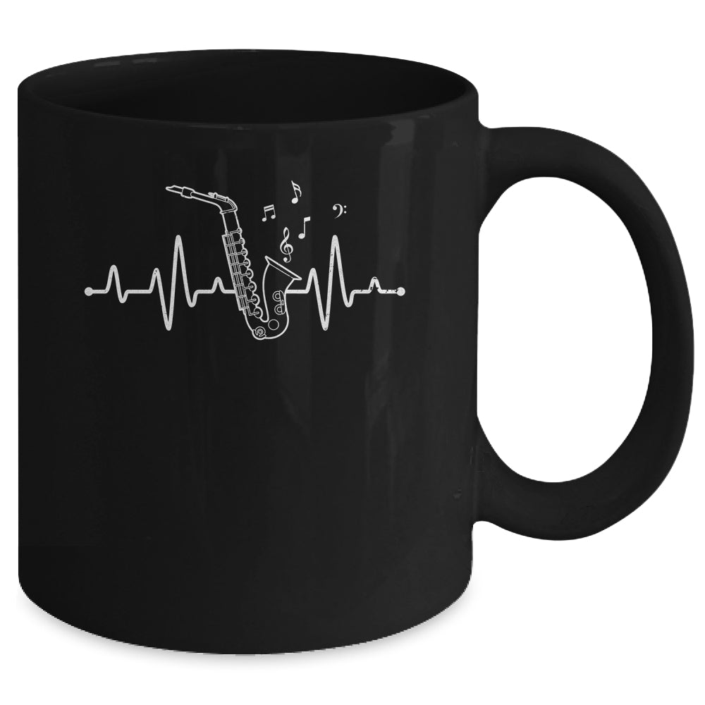Funny Saxophone Heartbeat Design For Men Women Player Music Mug | siriusteestore