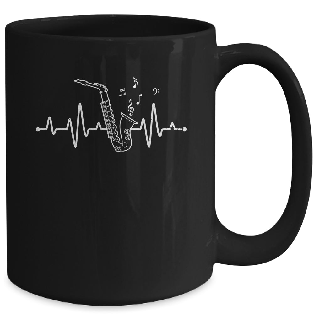 Funny Saxophone Heartbeat Design For Men Women Player Music Mug | siriusteestore