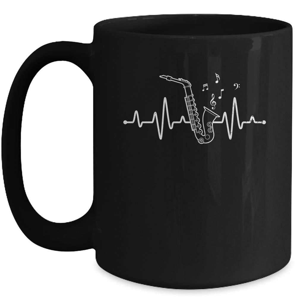 Funny Saxophone Heartbeat Design For Men Women Player Music Mug | siriusteestore