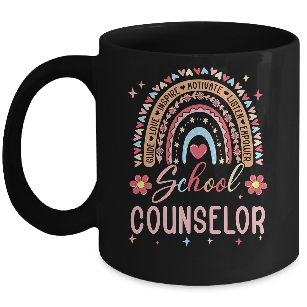 Funny School Counselor Rainbow Leopard Print Women Mug | siriusteestore