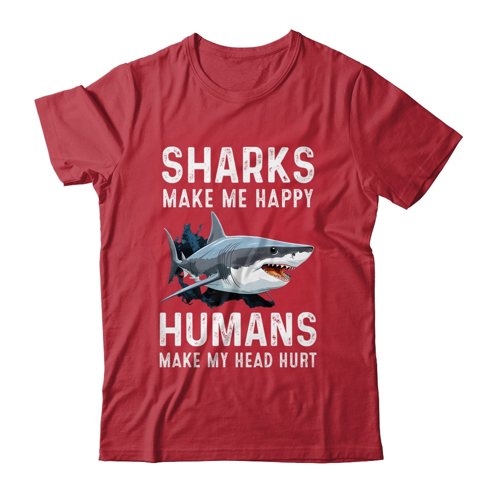 Funny Sharks Make Me Happy Marine Biology Shark Shirt & Tank Top | siriusteestore