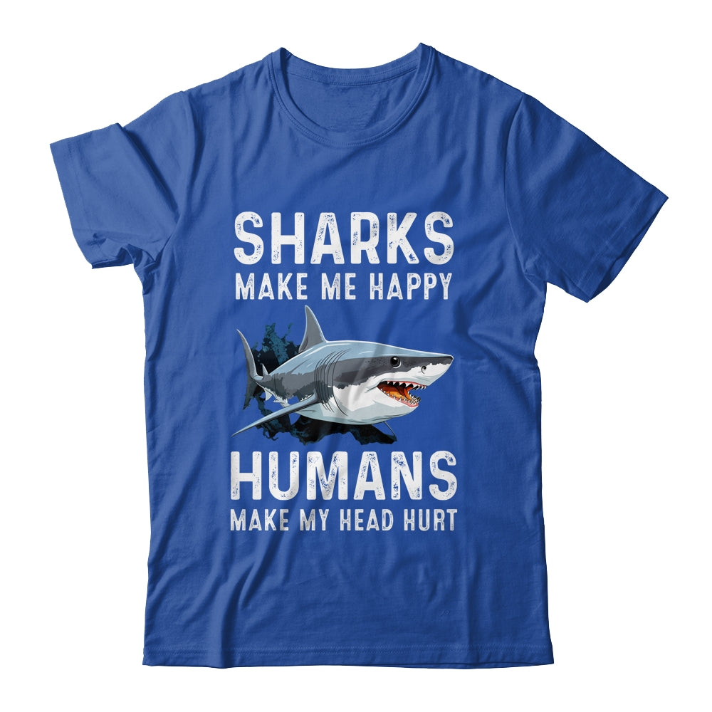 Funny Sharks Make Me Happy Marine Biology Shark Shirt & Tank Top | siriusteestore