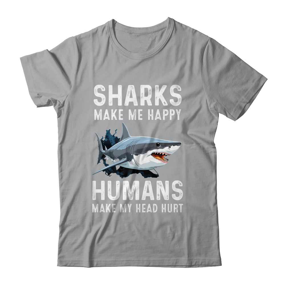 Funny Sharks Make Me Happy Marine Biology Shark Shirt & Tank Top | siriusteestore