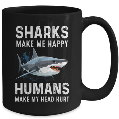Funny Sharks Make Me Happy Marine Biology Shark Mug | siriusteestore