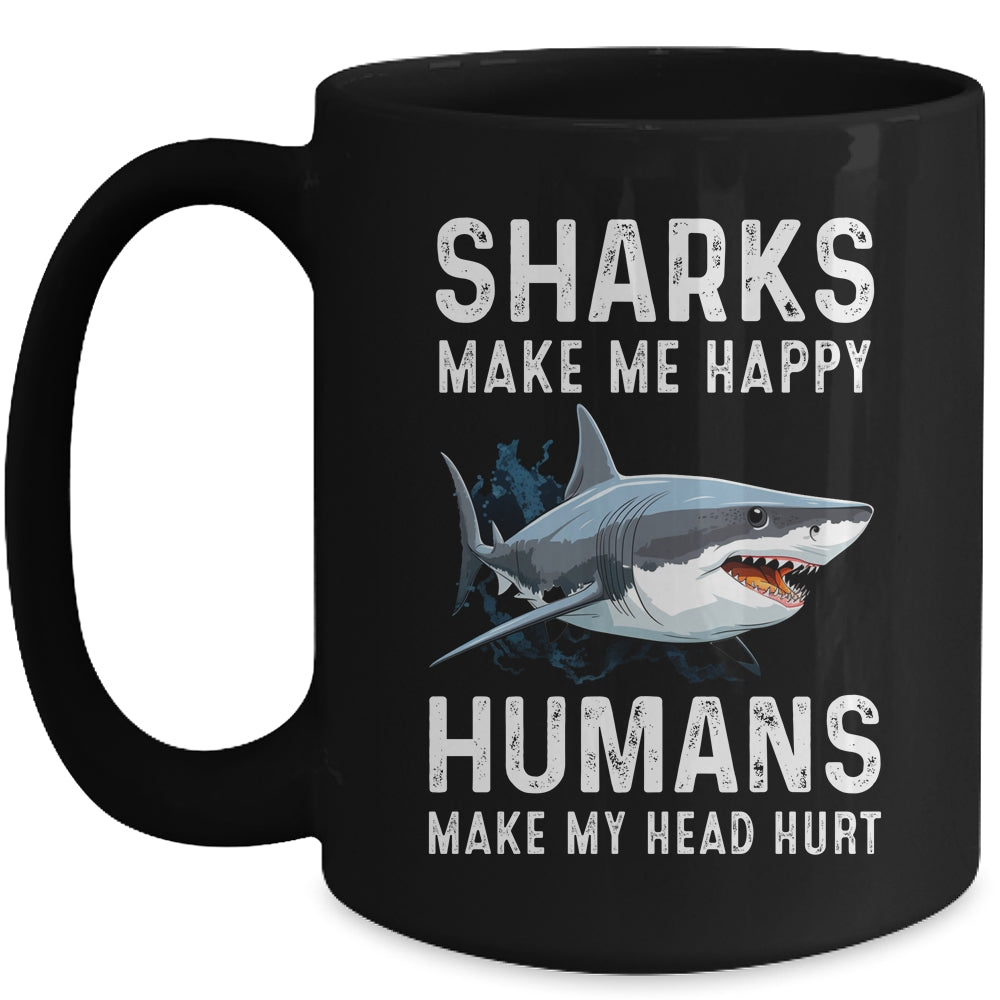 Funny Sharks Make Me Happy Marine Biology Shark Mug | siriusteestore