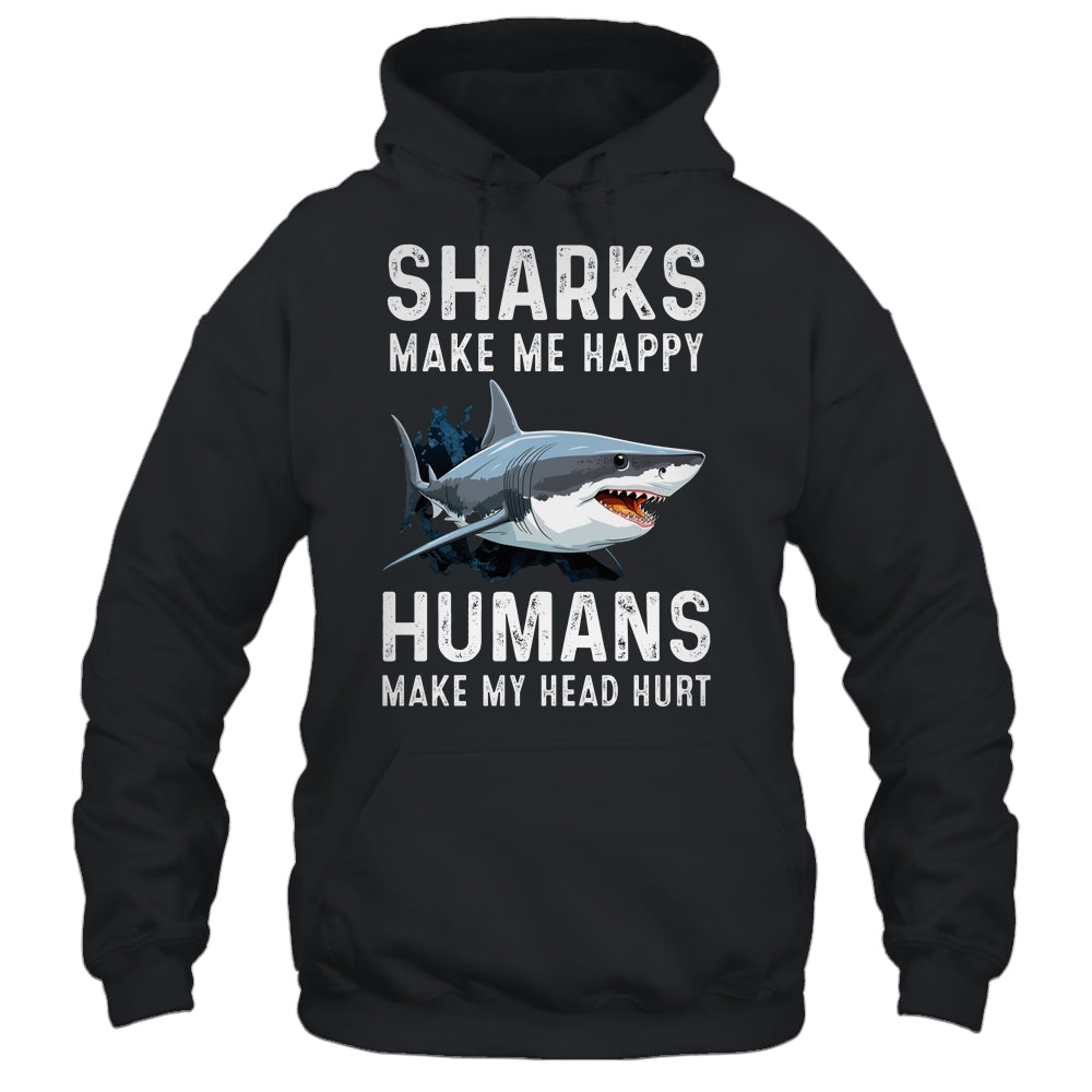 Funny Sharks Make Me Happy Marine Biology Shark Shirt & Tank Top | siriusteestore