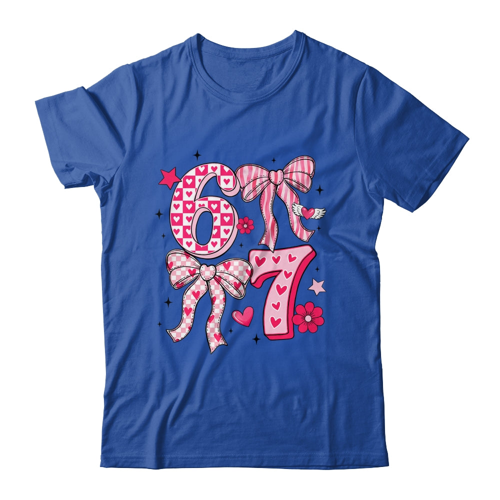 Funny Six Seven Valentine Coquette Bow Heart 6 7 Meme Girls Shirt & Tank Top | siriusteestore