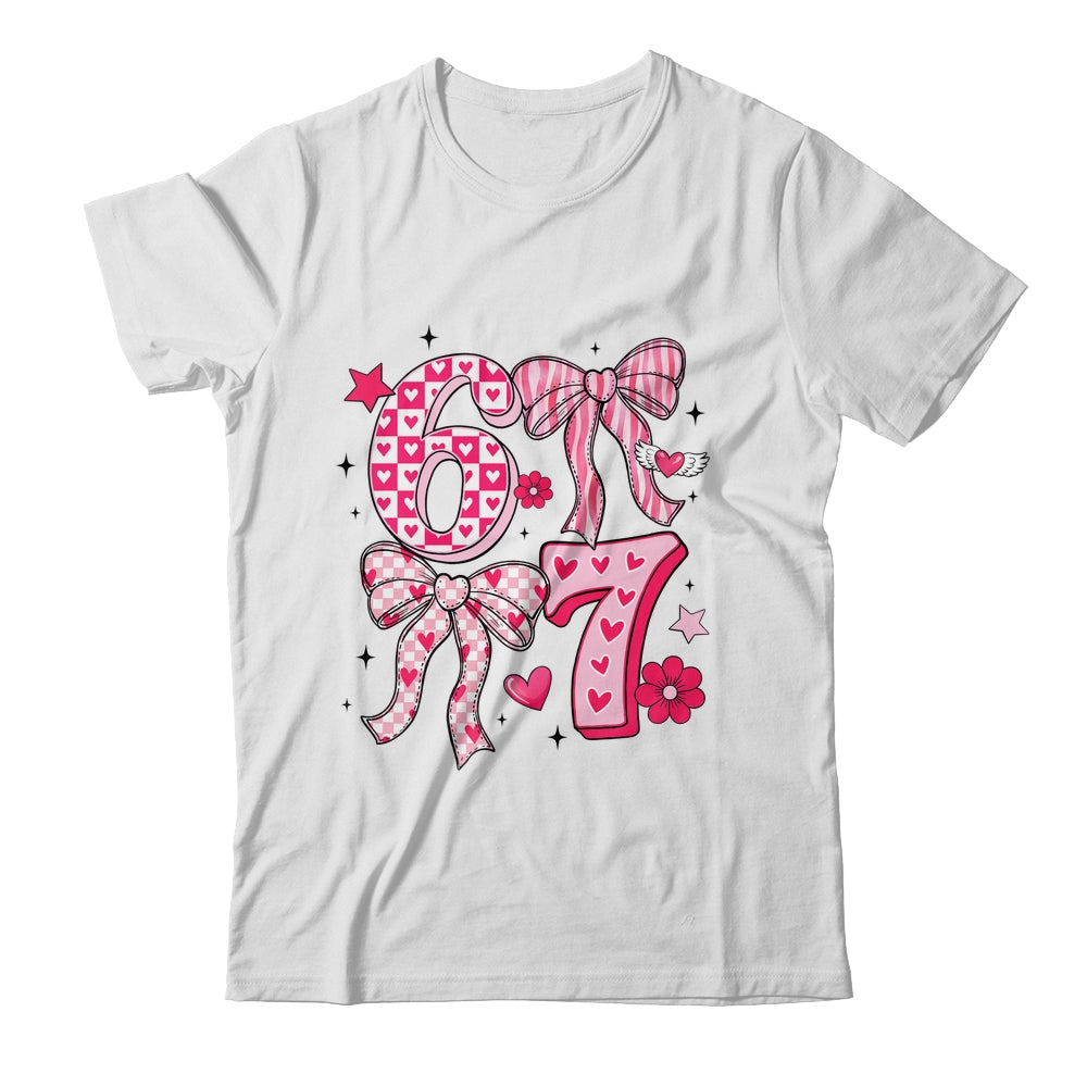 Funny Six Seven Valentine Coquette Bow Heart 6 7 Meme Girls Shirt & Tank Top | siriusteestore