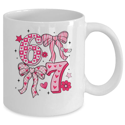 Funny Six Seven Valentine Coquette Bow Heart 6 7 Meme Girls Mug | siriusteestore