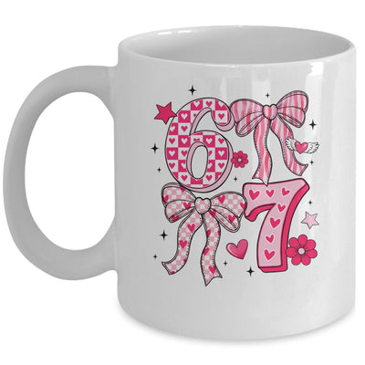 Funny Six Seven Valentine Coquette Bow Heart 6 7 Meme Girls Mug | siriusteestore